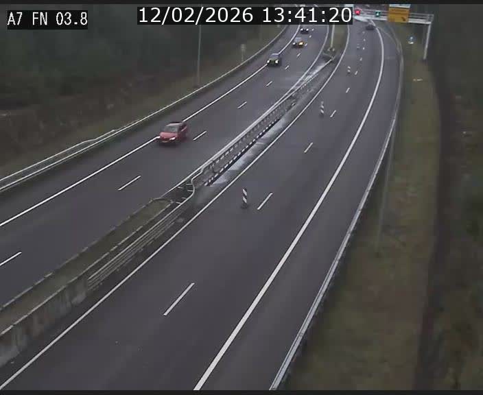Caméra autoroute Luxembourg A7 - Passage à gibier Rëngelbour - direction Tunnel Stafelter