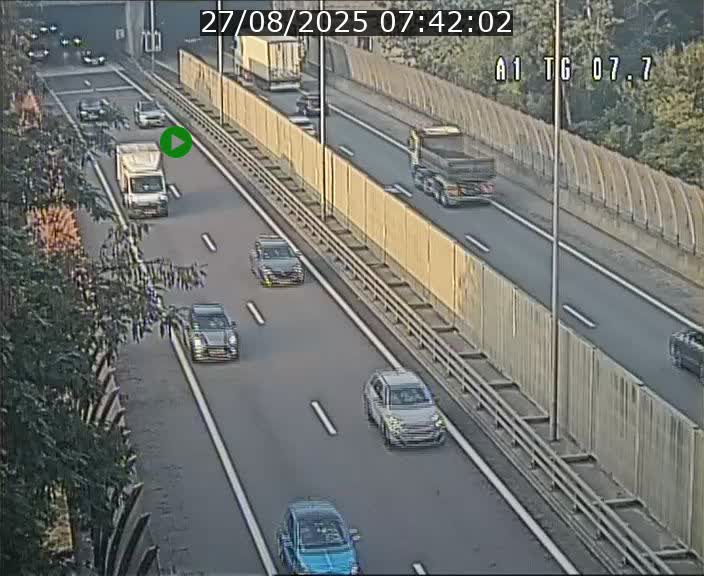 Traffic live webcam Luxembourg Kirchberg - A1 direction Luxembourg-ville - BK 7.7
