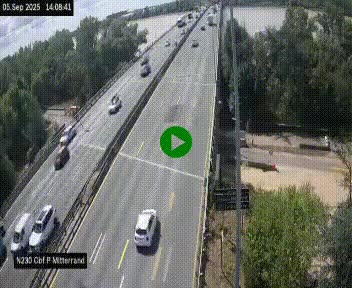 Webcam sur le périphérique de Bordeaux à l'est de la ville. Caméra située sur le Pont Mitterand sur la N230