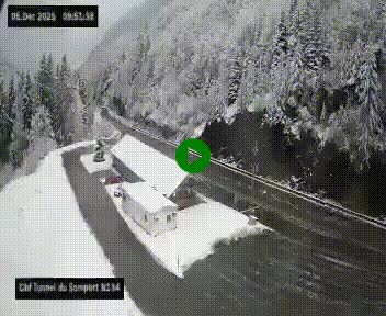 Webcam à l'entrée du tunnel du Somport, côté français, sur la N134, dans les Pyrénées, en direction de l'Espagne, à 1116 mètres d'altitude