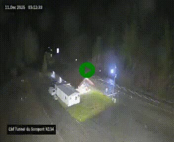 Webcam à l'entrée du tunnel du Somport, côté français, sur la N134, dans les Pyrénées, en direction de l'Espagne, à 1116 mètres d'altitude