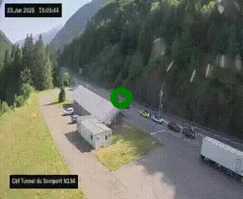 Webcam à l'entrée du tunnel du Somport, côté français, sur la N134, dans les Pyrénées, en direction de l'Espagne, à 1116 mètres d'altitude