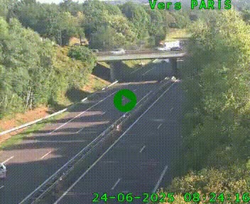 Caméra routière sur l'autoroute A20 au nord de Limoges, à la jonction avec la N520. Vue orientée vers Paris