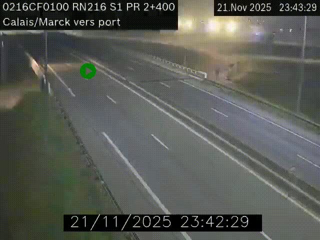 Webcam à Calais sur A216 (N216) en direction du port (harbour) de Calais.