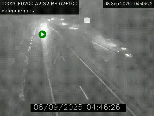 Webcam autoroute A2 à Valenciennes. Vue orientée vers Maubeuge et Mons (Belgique)