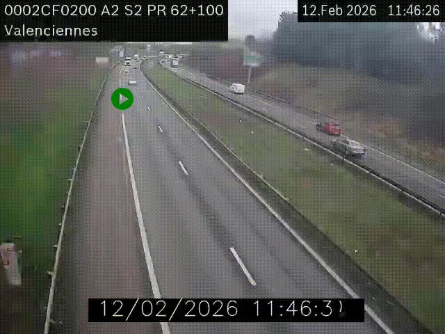 Webcam autoroute A2 à Valenciennes. Vue orientée vers Maubeuge et Mons (Belgique)