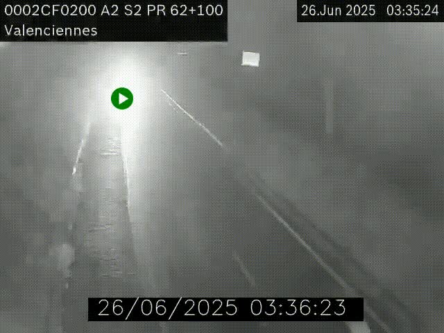 Webcam autoroute A2 à Valenciennes. Vue orientée vers Maubeuge et Mons (Belgique)