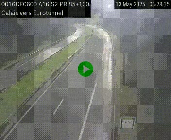 Webcam A16 à Calais en direction du Tunnel sous la Manche (Eurotunnel)