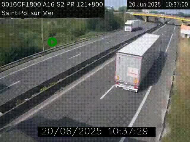 Webcam autoroute A16 à proximité de Dunkerque, à hauteur de la sortie Saint-Pol-sur-Mer. Vue orientée vers Calais