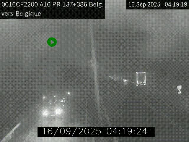 Webcam à la frontière franco-belge au niveau de Bray-Dunes/De-Panne sur l'autoroute A16. Vue orientée vers la Belgique