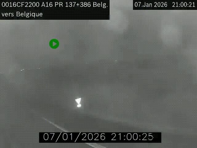 Webcam à la frontière franco-belge au niveau de Bray-Dunes/De-Panne sur l'autoroute A16. Vue orientée vers la Belgique