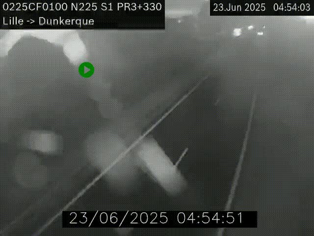 Webcam autoroute A25 (N225) à hauteur de Bergues (Bierne). Vue orientée vers Dunkerque.