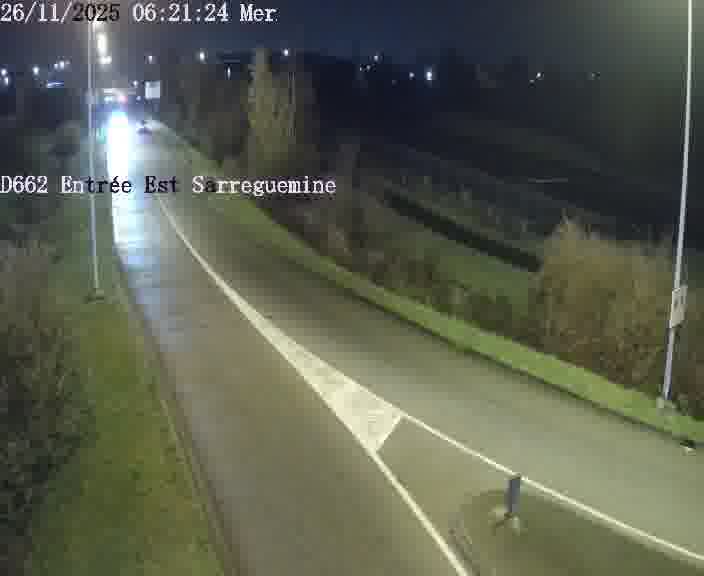 Point de vue trafic déployé sur D662 (France) à Sarreguemines, regardant vers Sarreguemines, aidant conducteurs et services à anticiper les flux.