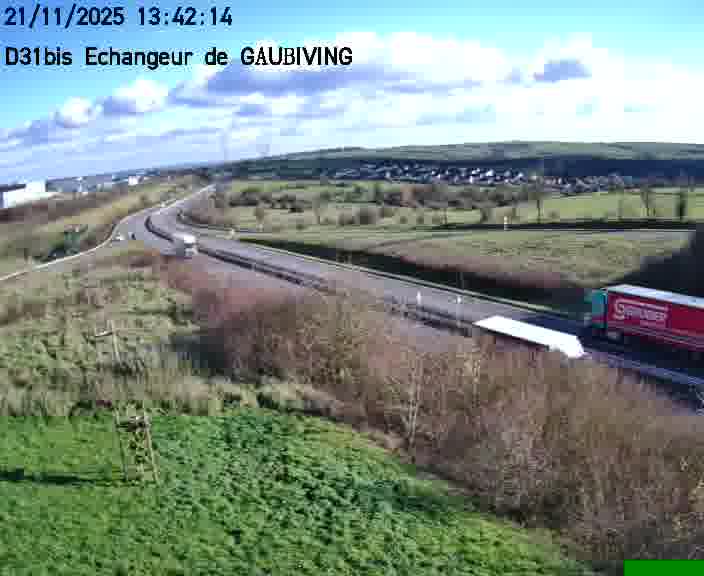 Dispositif d’observation sur D31bis (France) à Gaubiving, en direction de Sarreguemines, offrant une visualisation fiable des conditions de circulation.