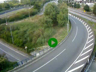 Caméra autoroute à la jonction entre l'A7 et la D301 (Boulevard urbain Sud de Lyon) à Feyzin, au sud de Lyon. Vue orientée vers Mions