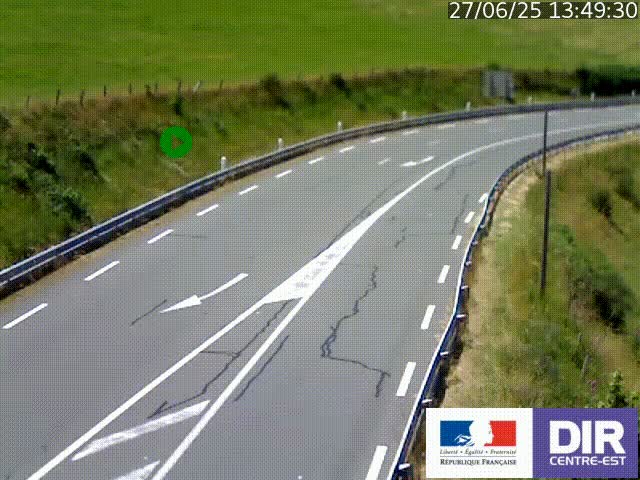 Webcam sur le col Pin Bouchain, vue orientée vers Roanne, en provenance de Lyon sur la nationale 7 (N7)
