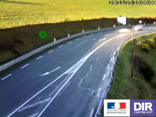 Webcam sur le col Pin Bouchain, vue orientée vers Roanne, en provenance de Lyon sur la nationale 7 (N7)