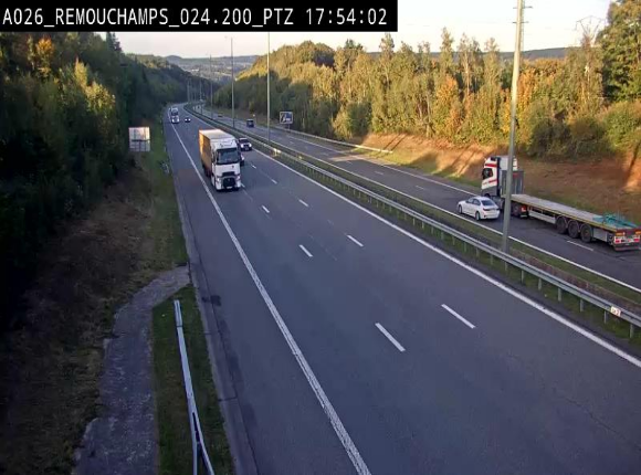 Webcam E25/A26 à Aywalle, à hauteur de Spa. Vue orientée vers Liège