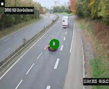 Webcam routière à hauteur de Bois-Guillaume en périphérie de Rouen. Vue orientée vers Rouen