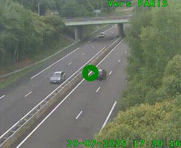 Caméra routière sur l'autoroute A20 au nord de Limoges, à la jonction avec la N520. Vue orientée vers Paris