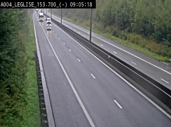 Webcam autoroute A4 (E411-E25) à Léglise, avant la jonction avec la N40. Vue orientée vers Bruxelles