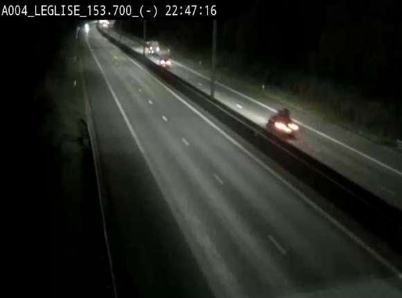 Webcam autoroute A4 (E411-E25) à Léglise, avant la jonction avec la N40. Vue orientée vers Bruxelles
