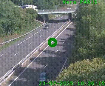 Caméra routière sur l'autoroute A20 au nord de Limoges, à la jonction avec la N520. Vue orientée vers Paris