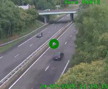 Caméra routière sur l'autoroute A20 au nord de Limoges, à la jonction avec la N520. Vue orientée vers Paris