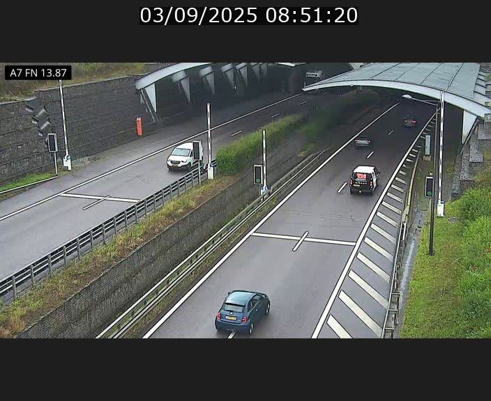 Caméra trafic Luxembourg - A7, Tunnel Gousselerbierg, entrée nord, direction Lorentzweiler