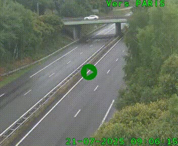 Caméra routière sur l'autoroute A20 au nord de Limoges, à la jonction avec la N520. Vue orientée vers Paris