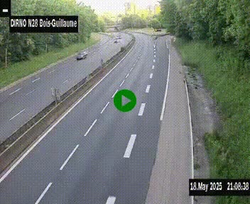 Webcam routière à hauteur de Bois-Guillaume en périphérie de Rouen. Vue orientée vers Rouen