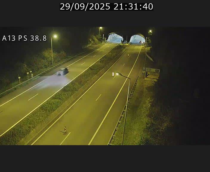 Webcam autoroute A13 à l'entrée ouest du tunnel Markusbierg à Schengen. Vue orientée vers Mondorf-les-Bains