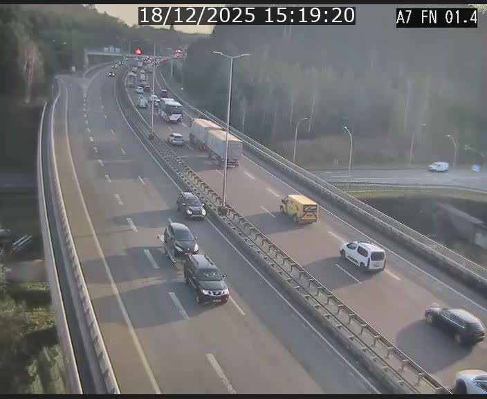 Caméra autoroute Luxembourg A7 - Tunnel Stafelter - direction Echangeur Grünewald