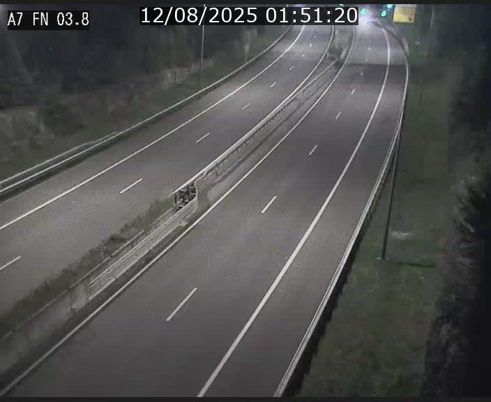 Caméra autoroute Luxembourg A7 - Passage à gibier Rëngelbour - direction Tunnel Stafelter
