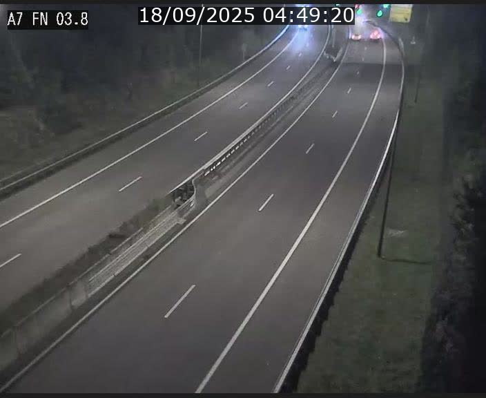 Caméra autoroute Luxembourg A7 - Passage à gibier Rëngelbour - direction Tunnel Stafelter