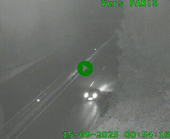 Caméra routière sur l'autoroute A20 au nord de Limoges, à la jonction avec la N520. Vue orientée vers Paris
