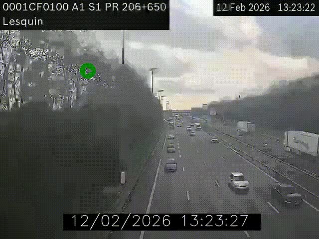 Webcam autoroute A1 à hauteur de Lesquin. Vue orientée vers Lille