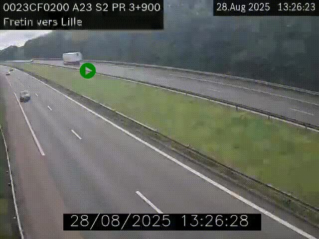 Webcam autoroute A23 à hauteur de Fretin. Vue orientée vers Lille