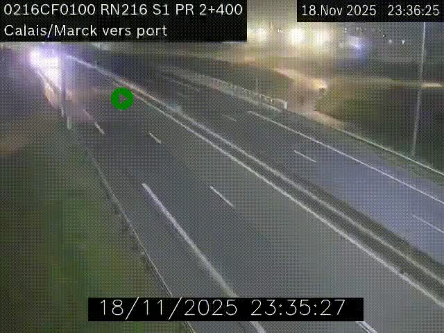 Webcam à Calais sur A216 (N216) en direction du port (harbour) de Calais.