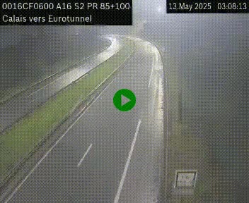 Webcam A16 à Calais en direction du Tunnel sous la Manche (Eurotunnel)