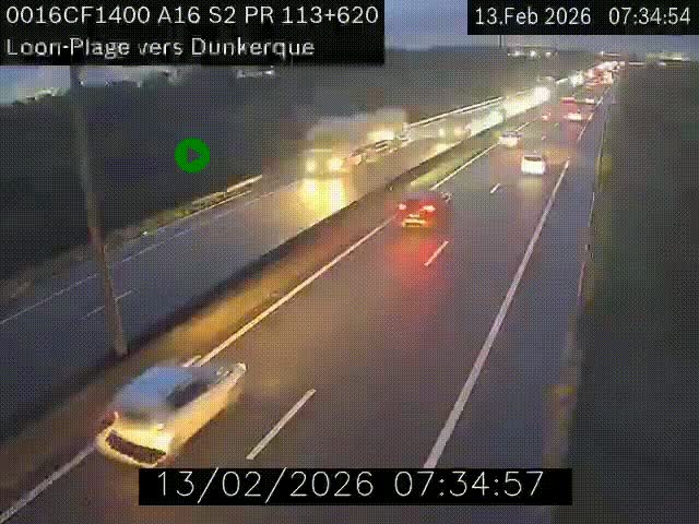 Webcam autoroute A16 à hauteur de Loon-Plage. Vue orientée vers Dunkerque et la Belgique.