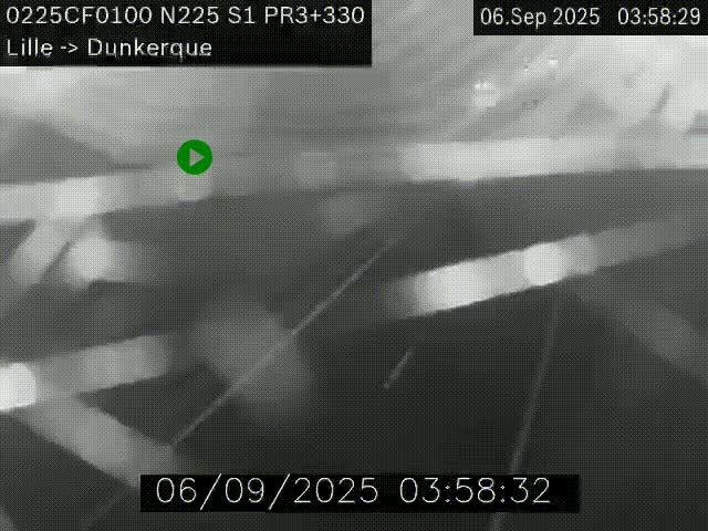 Webcam autoroute A25 (N225) à hauteur de Bergues (Bierne). Vue orientée vers Dunkerque.
