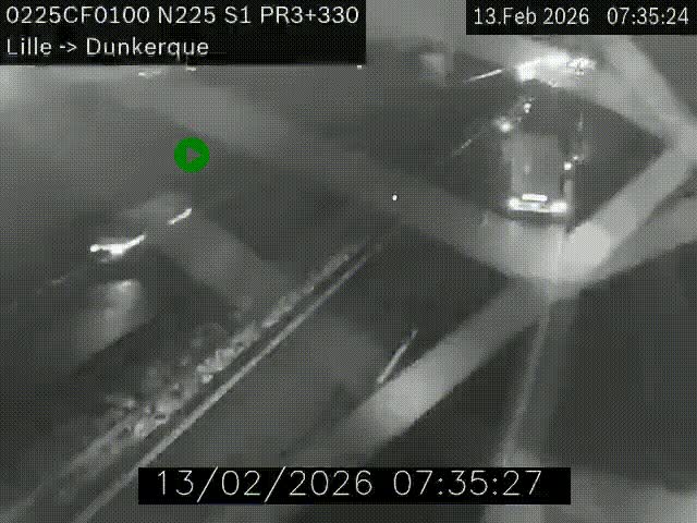 Webcam autoroute A25 (N225) à hauteur de Bergues (Bierne). Vue orientée vers Dunkerque.