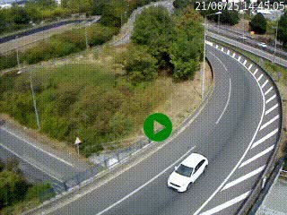 Caméra autoroute à la jonction entre l'A7 et la D301 (Boulevard urbain Sud de Lyon) à Feyzin, au sud de Lyon. Vue orientée vers Mions