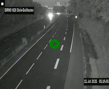 Webcam routière à hauteur de Bois-Guillaume en périphérie de Rouen. Vue orientée vers Rouen