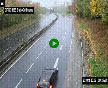 Webcam routière à hauteur de Bois-Guillaume en périphérie de Rouen. Vue orientée vers Rouen