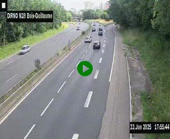 Webcam routière à hauteur de Bois-Guillaume en périphérie de Rouen. Vue orientée vers Rouen