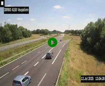 Webcam autoroute A150 à hauteur de La Vaupalière en périphérie de Rouen. Vue orientée vers Rouen
