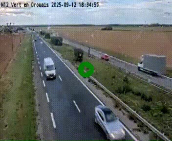 Webcam à hauteur de Vert-en-Drouais sur la N12, en périphérie de Dreux. Vue orientée vers Alençon
