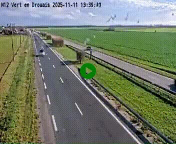 Webcam à hauteur de Vert-en-Drouais sur la N12, en périphérie de Dreux. Vue orientée vers Alençon